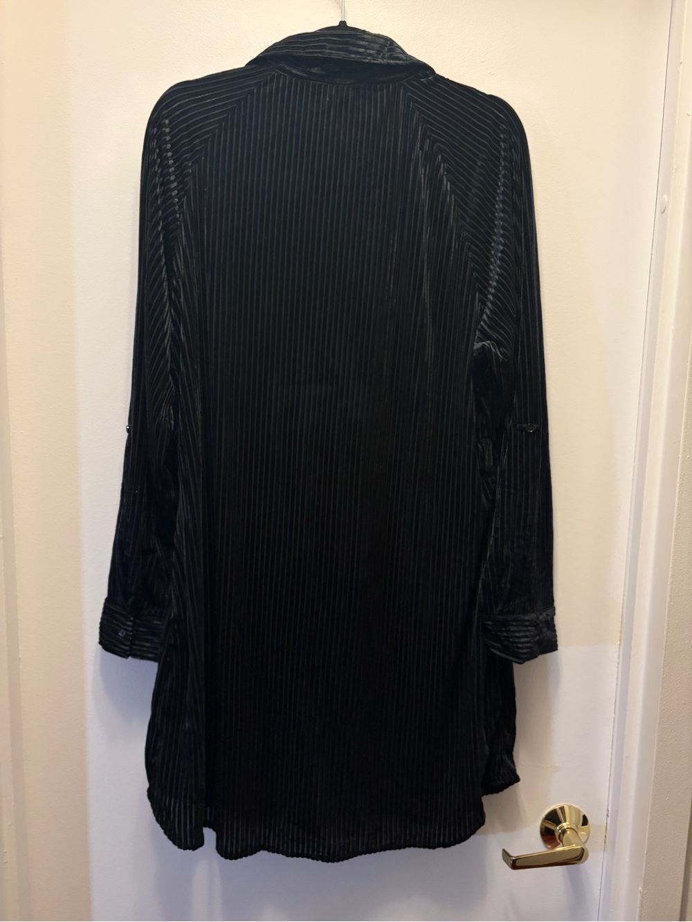 Fashion Nova Black Ribbed Velvet Shirt Dress Women's XL Long Sleeve - Picture 3 of 9